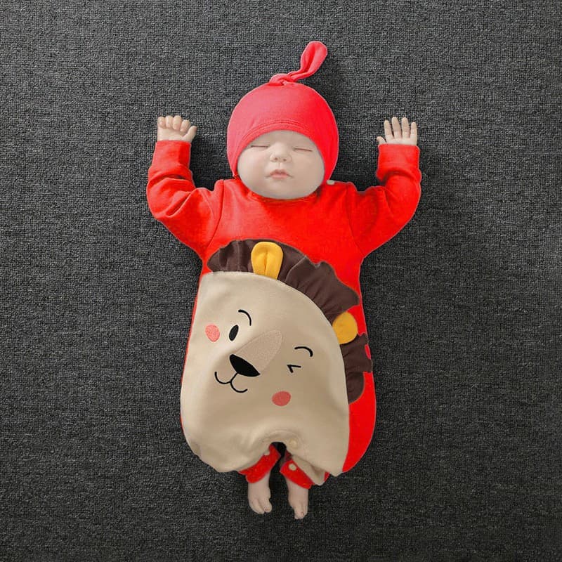 [ Tặng Kèm Mũ ] Quần Áo Trẻ Em Sơ Sinh Body Dài Tay Cho Bé Trai Bé Gái Chất Cotton Mềm Mịn Khủng Long Xanh [BDD17] - ảnh 5