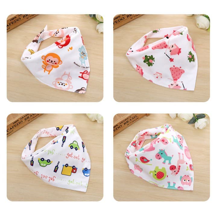 [100% cotton] Khăn yếm tam giác in 2 mặt có cúc bấm cao cấp - ảnh 6