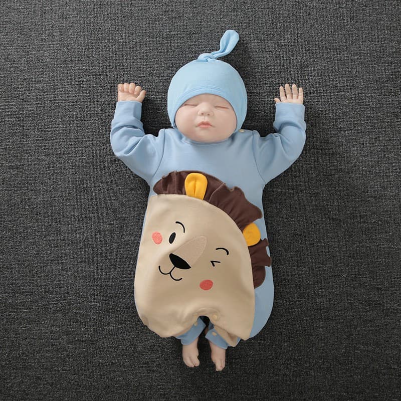 [ Tặng Kèm Mũ ] Quần Áo Trẻ Em Sơ Sinh Body Dài Tay Cho Bé Trai Bé Gái Chất Cotton Mềm Mịn Khủng Long Xanh [BDD17] - ảnh 4