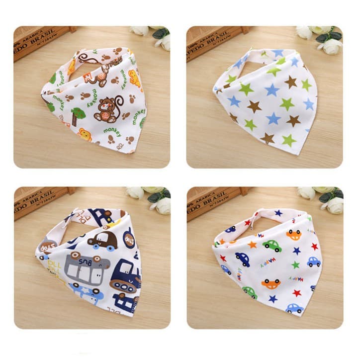 [100% cotton] Khăn yếm tam giác in 2 mặt có cúc bấm cao cấp - ảnh 9