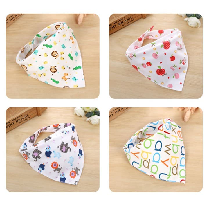 [100% cotton] Khăn yếm tam giác in 2 mặt có cúc bấm cao cấp - ảnh 8