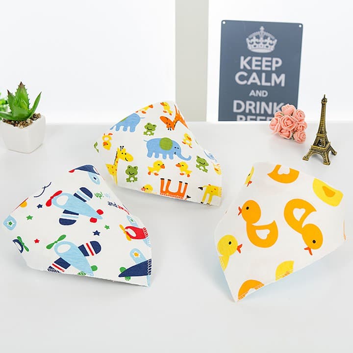 [100% cotton] Khăn yếm tam giác in 2 mặt có cúc bấm cao cấp - ảnh 2
