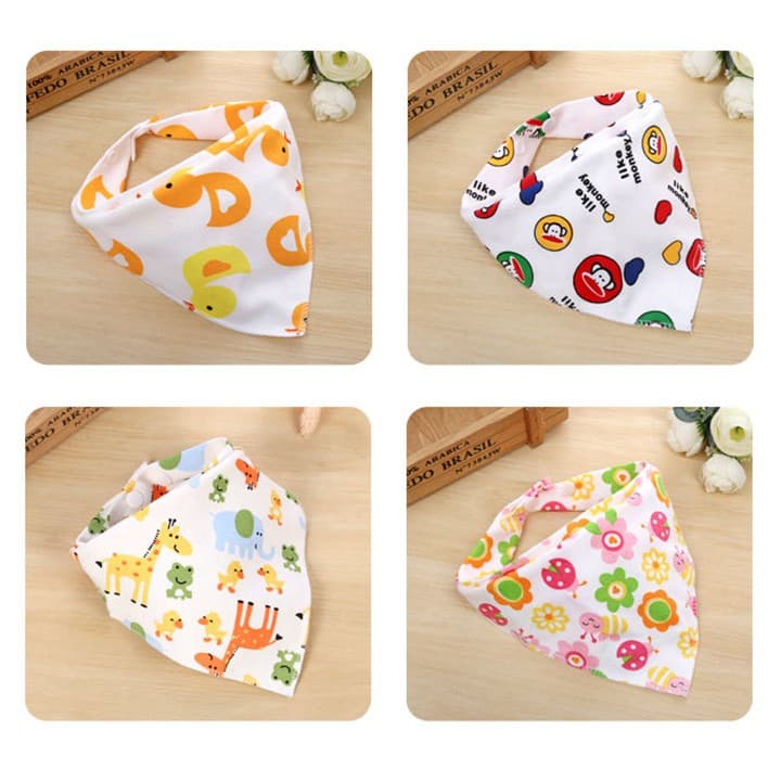 [100% cotton] Khăn yếm tam giác in 2 mặt có cúc bấm cao cấp - ảnh 5