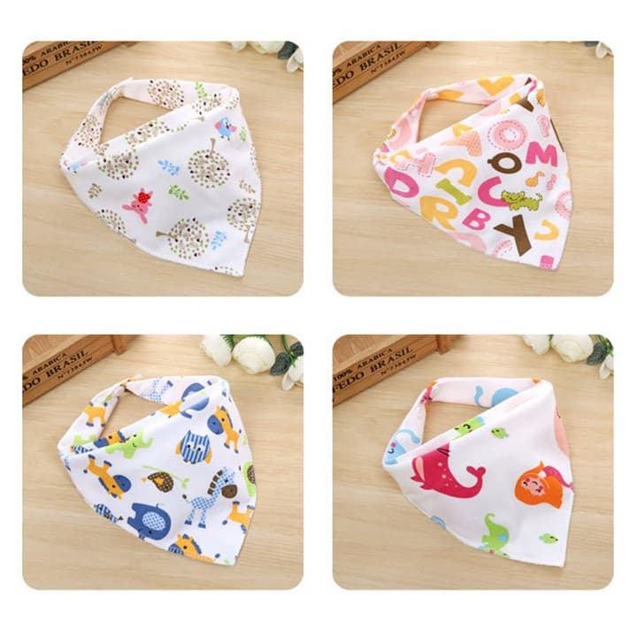 [100% cotton] Khăn yếm tam giác in 2 mặt có cúc bấm cao cấp - ảnh 7