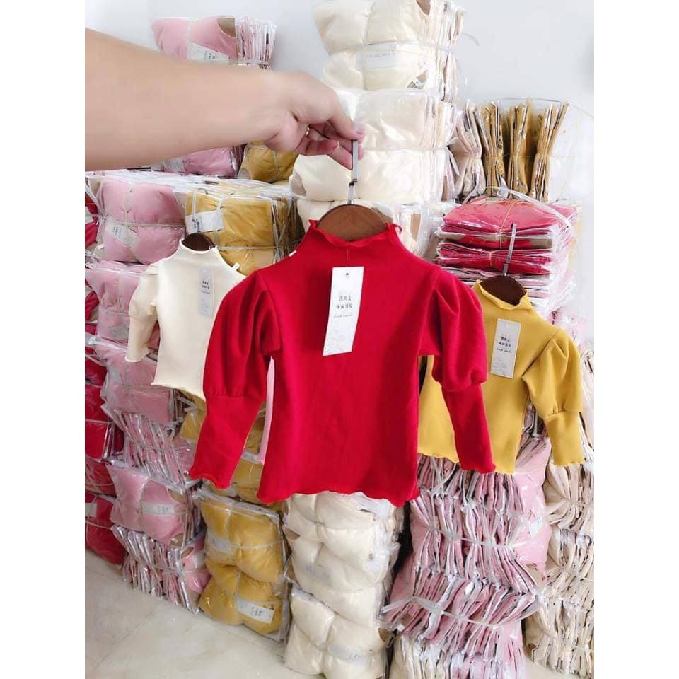 Áo Len Tăm Cotton Cổ Cao Tay Bèo Cho Bé Gái Size 6-18kg - ảnh 4