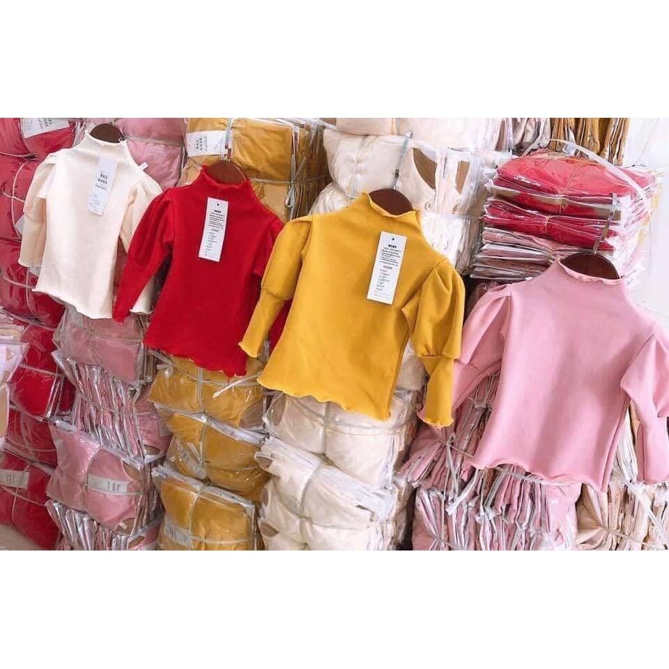 Áo Len Tăm Cotton Cổ Cao Tay Bèo Cho Bé Gái Size 6-18kg - ảnh 3