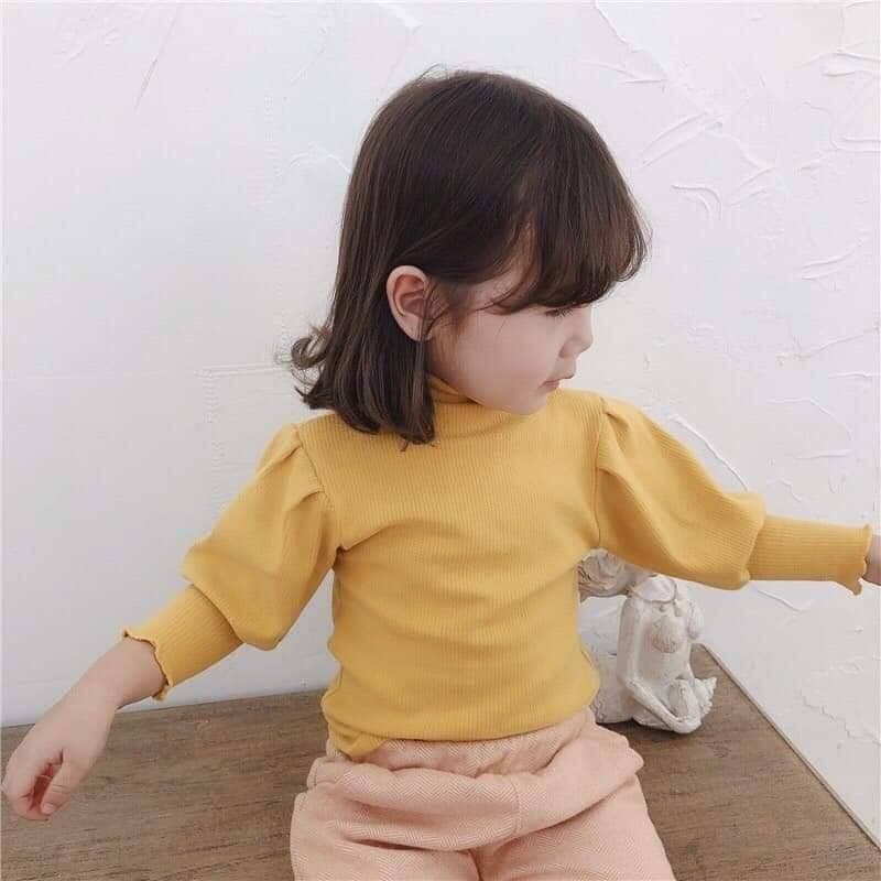 Áo Len Tăm Cotton Cổ Cao Tay Bèo Cho Bé Gái Size 6-18kg - ảnh 2