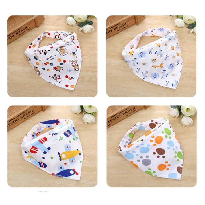 [100% cotton] Khăn yếm tam giác in 2 mặt có cúc bấm cao cấp - ảnh 4