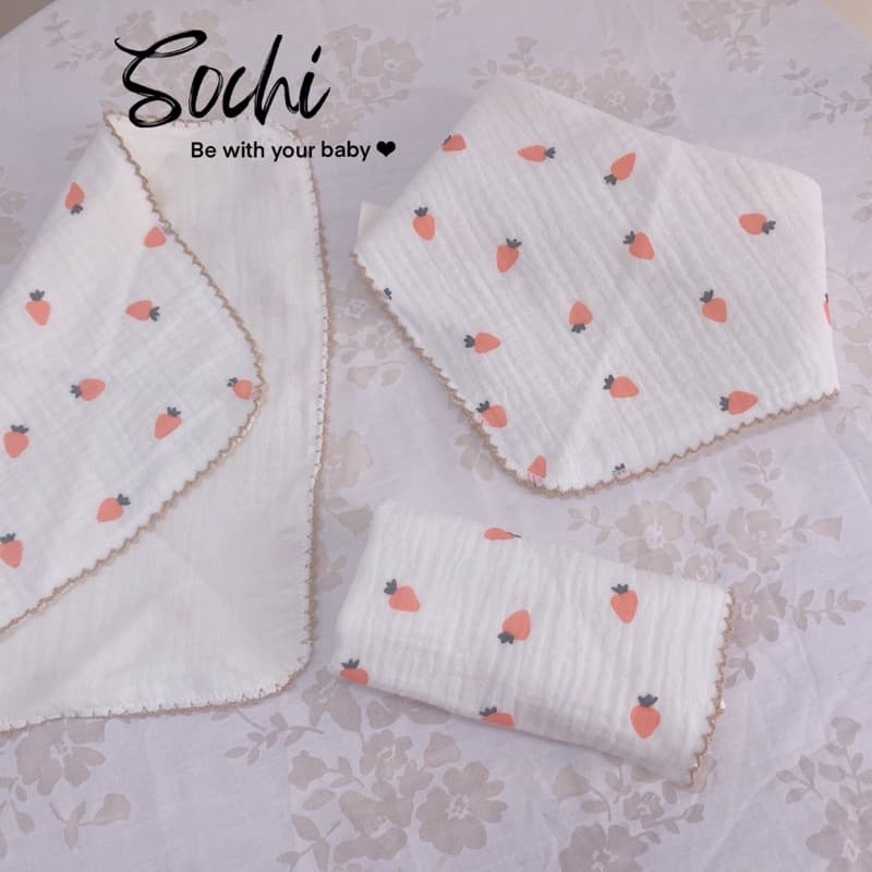 Set 3 khăn yếm đa năng vải xô muslin có khuy điều chỉnh họa tiết đáng yêu cho bé - ảnh 4