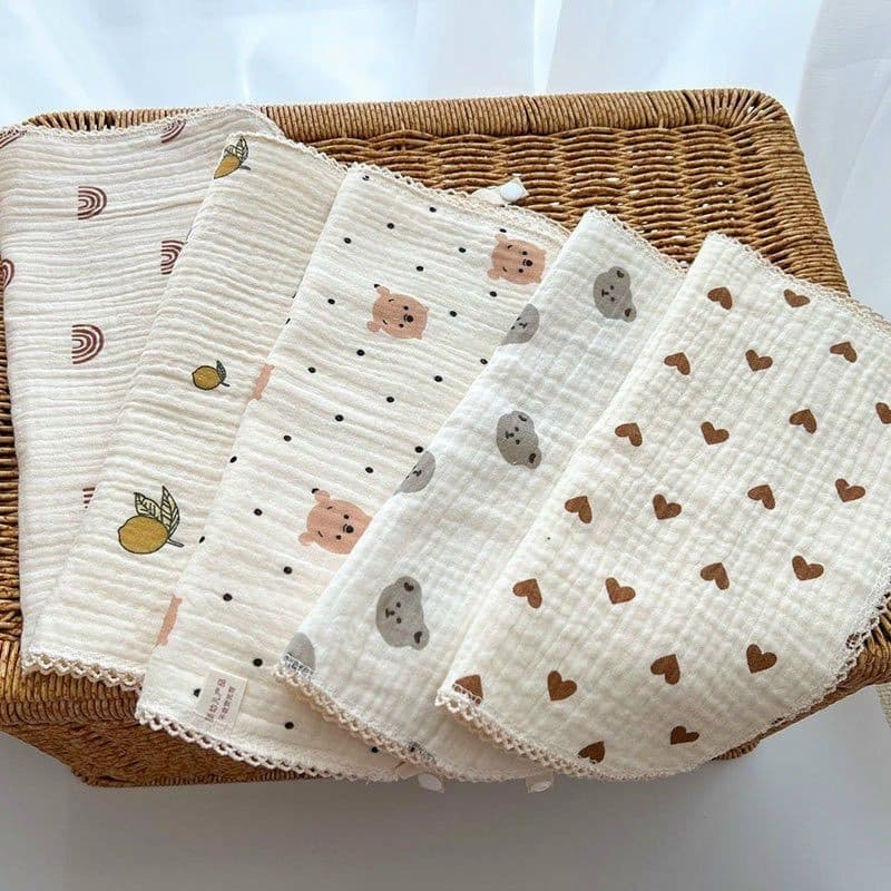 Set 5 chiếc Khăn xô sữa xô muslin,Organic mềm thấm hút cho bé trai,bé gái - ảnh 3