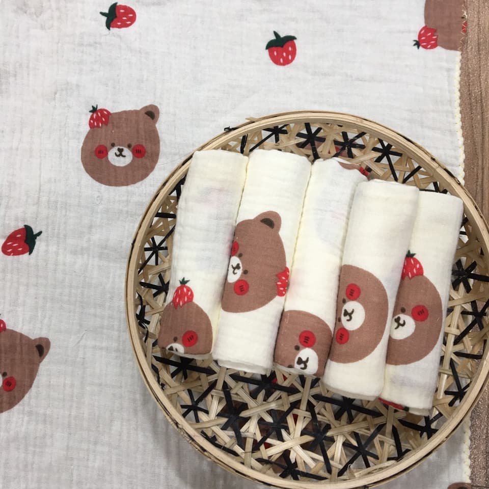Set 5 chiếc Khăn xô sữa xô muslin,Organic mềm thấm hút cho bé trai,bé gái - ảnh 4