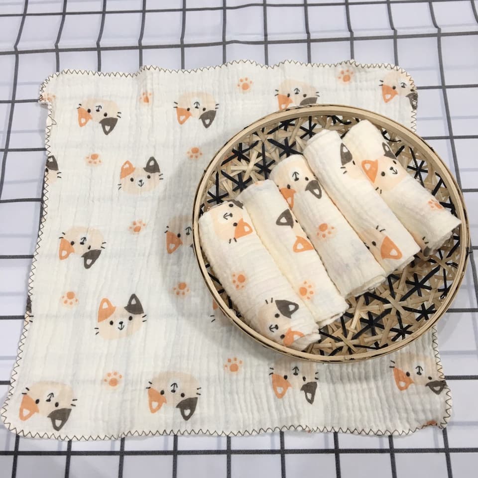 Set 5 chiếc Khăn xô sữa xô muslin,Organic mềm thấm hút cho bé trai,bé gái - ảnh 2