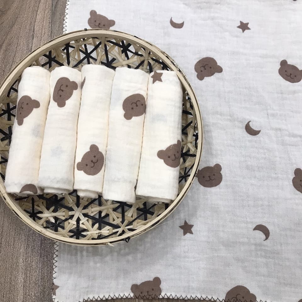 Set 5 chiếc Khăn xô sữa xô muslin,Organic mềm thấm hút cho bé trai,bé gái - ảnh 5