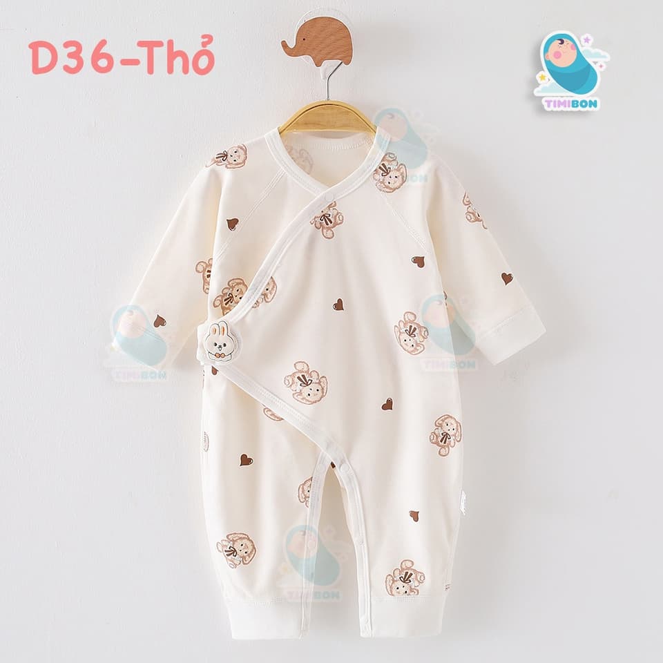 [ Hàng Quảng Châu ] Quần Áo Trẻ Em Sơ Sinh Bộ Đồ Liền Thân Dài Tay Chất Cotton Bodysuit Cúc Chéo Cho Bé [BDD36] - ảnh 3
