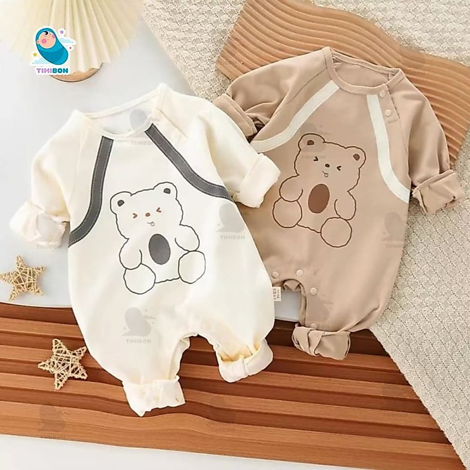 Body Dài Tay Cho Bé, Bodysuit Sơ Sinh Hình Gấu Vải Cotton Mềm Mịn Giữ Ấm Thu Đông Cho Bé Trai Bé Gái [BDD98] - ảnh 2
