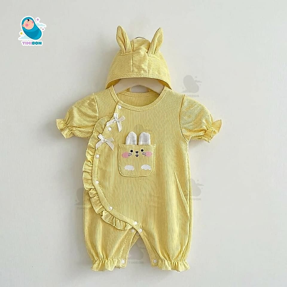 Body đùi cho bé sơ sinh kèm mũ tai thỏ dễ thương, Body cho bé gái chất tăm lạnh mềm mát thấm hút mồ hôi tốt [BDC55] - ảnh 5