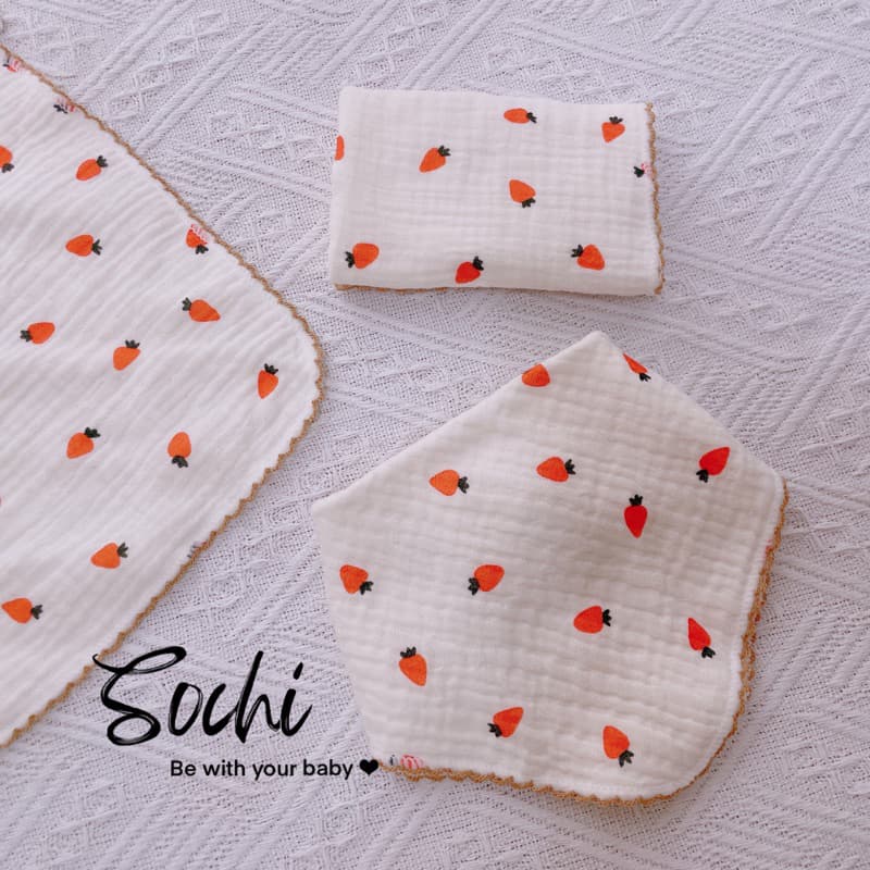 Set 3 khăn yếm đa năng vải xô muslin có khuy điều chỉnh họa tiết đáng yêu cho bé - ảnh 6