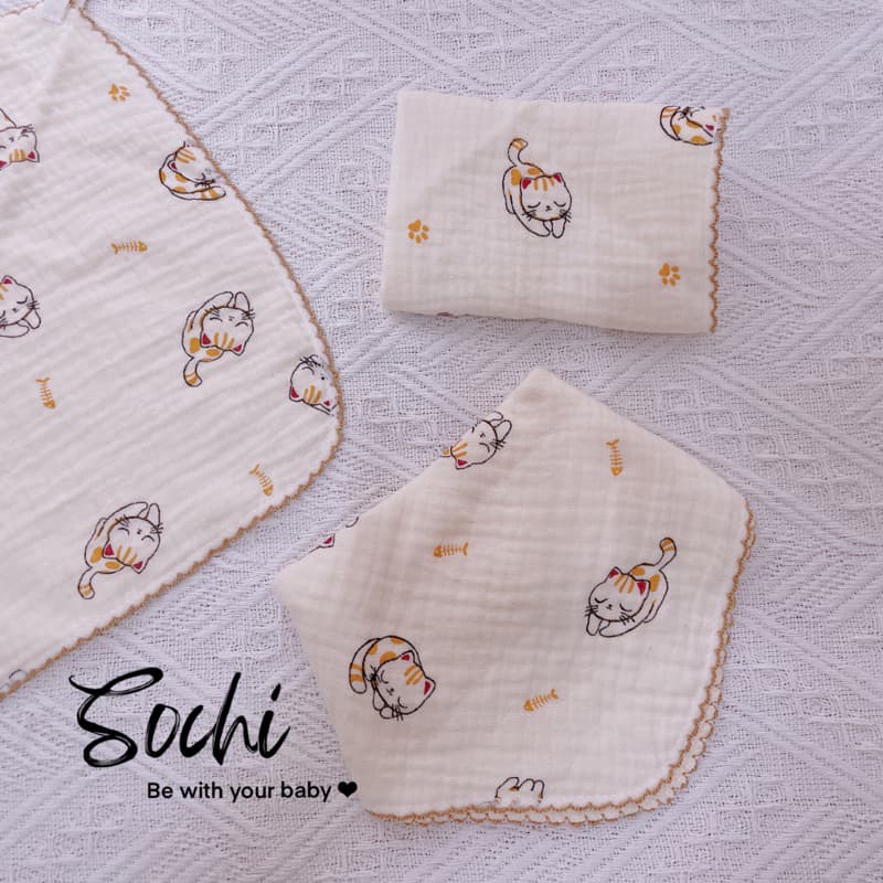 Set 3 khăn yếm đa năng vải xô muslin có khuy điều chỉnh họa tiết đáng yêu cho bé - ảnh 7