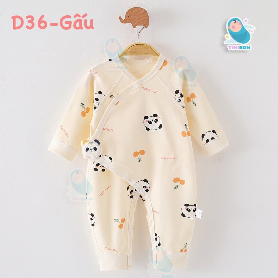 [ Hàng Quảng Châu ] Quần Áo Trẻ Em Sơ Sinh Bộ Đồ Liền Thân Dài Tay Chất Cotton Bodysuit Cúc Chéo Cho Bé [BDD36] - ảnh 2