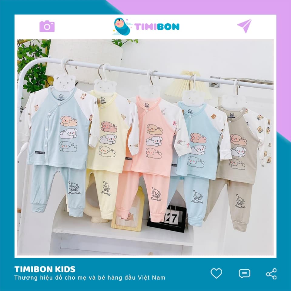 Bộ Sơ Sinh Dài Tay Avaler Cài Lệch (Cài Chéo) Chất Sợi Tre Siêu Mềm Mại Cho Bé Trai, Bé Gái Từ Sơ Sinh