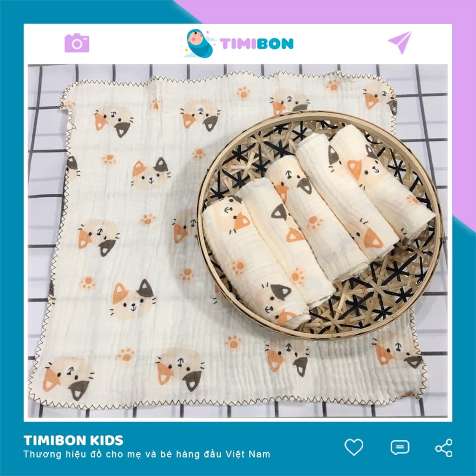 Set 5 chiếc Khăn xô sữa xô muslin,Organic mềm thấm hút cho bé trai,bé gái