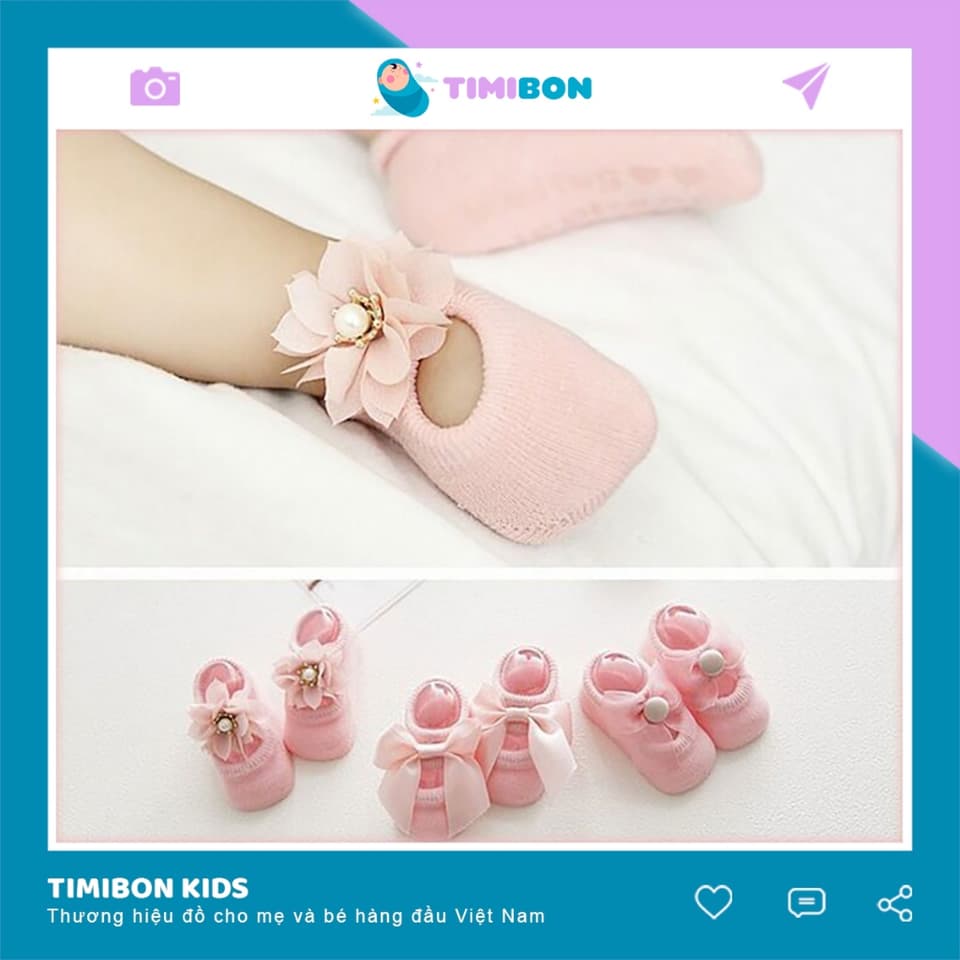 Freeship 💝 Tất trẻ em đính nơ chống trơn trượt - TAT02