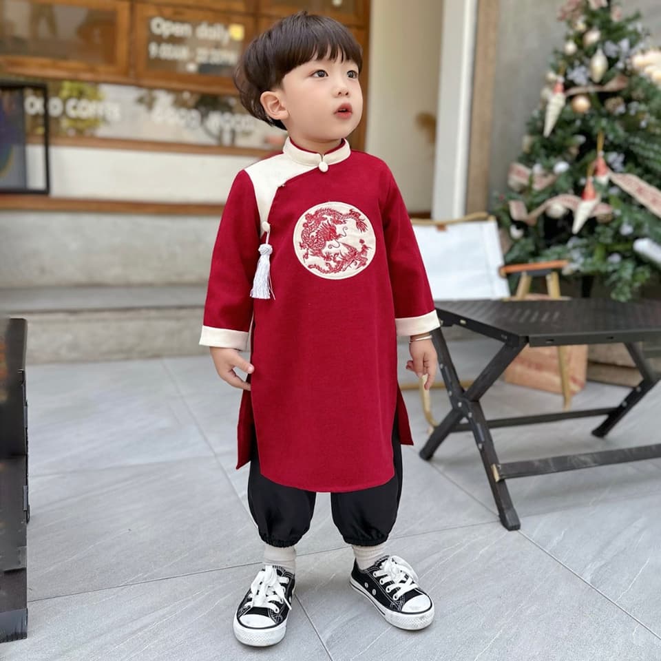[ 8-23kg ] Áo dài bé trai mặc tết - Áo dài nam cách tân bé trai - [CT23] - ảnh 9