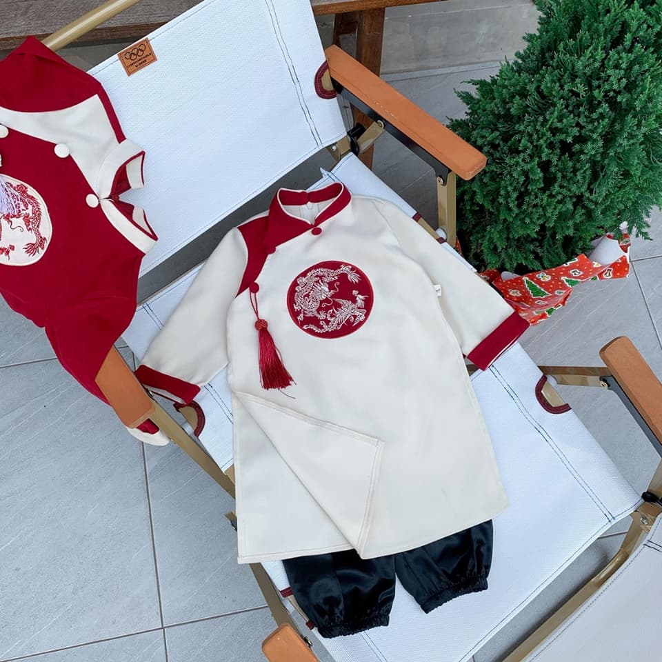 [ 8-23kg ] Áo dài bé trai mặc tết - Áo dài nam cách tân bé trai - [CT23] - ảnh 4