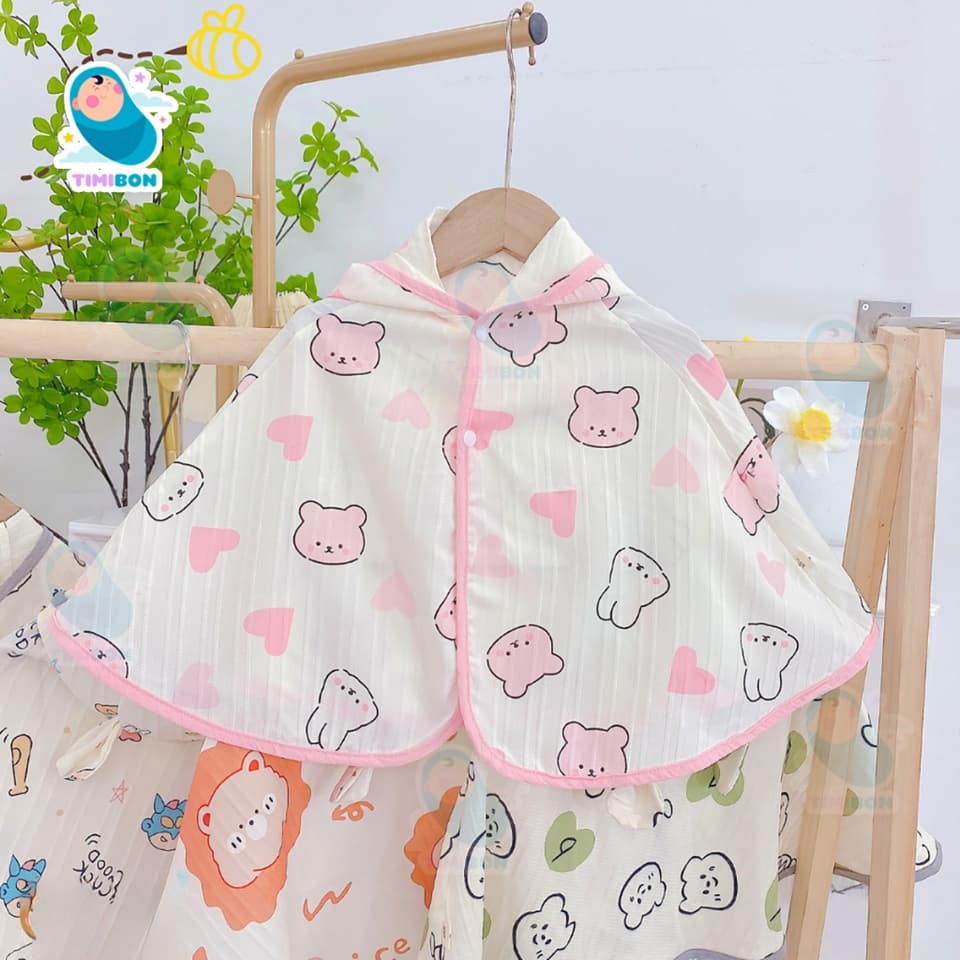 Áo Choàng Chống Nắng Cho Bé Chất Liệu Đũi Nhăn Thoáng Mát Cho Bé 0-5 Tuổi - ảnh 3