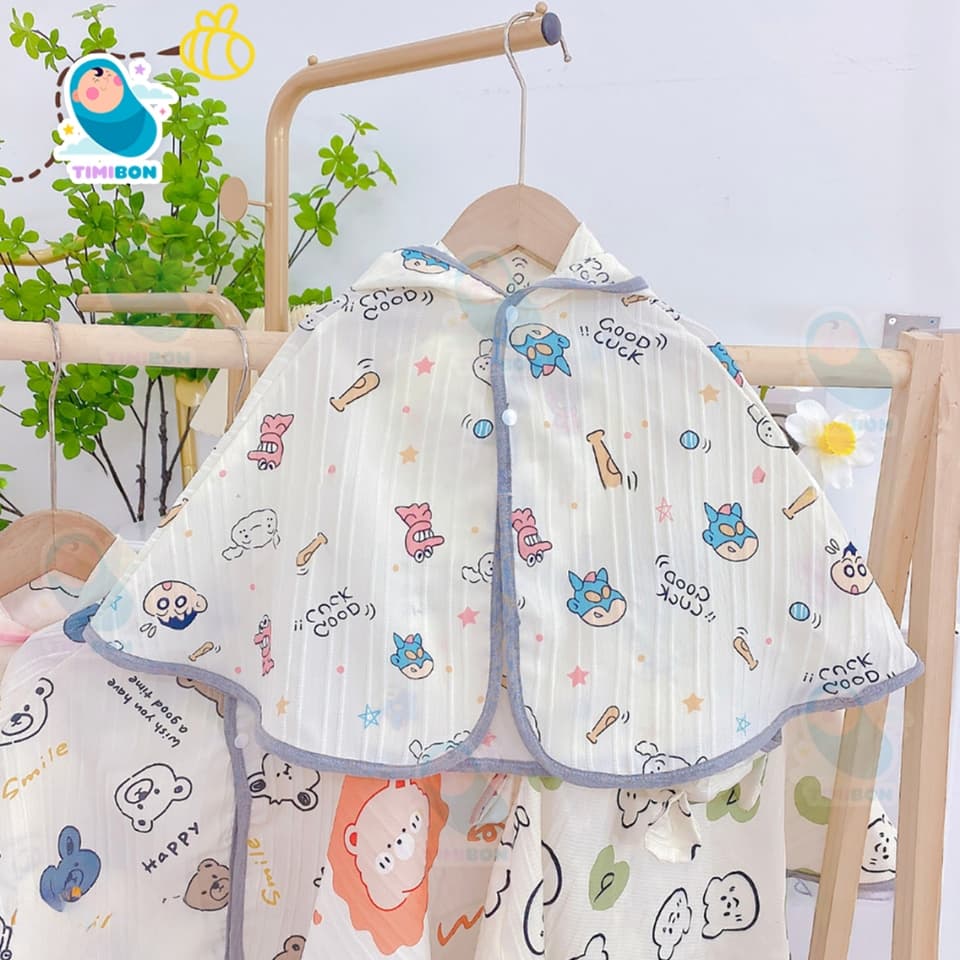 Áo Choàng Chống Nắng Cho Bé Chất Liệu Đũi Nhăn Thoáng Mát Cho Bé 0-5 Tuổi - ảnh 4