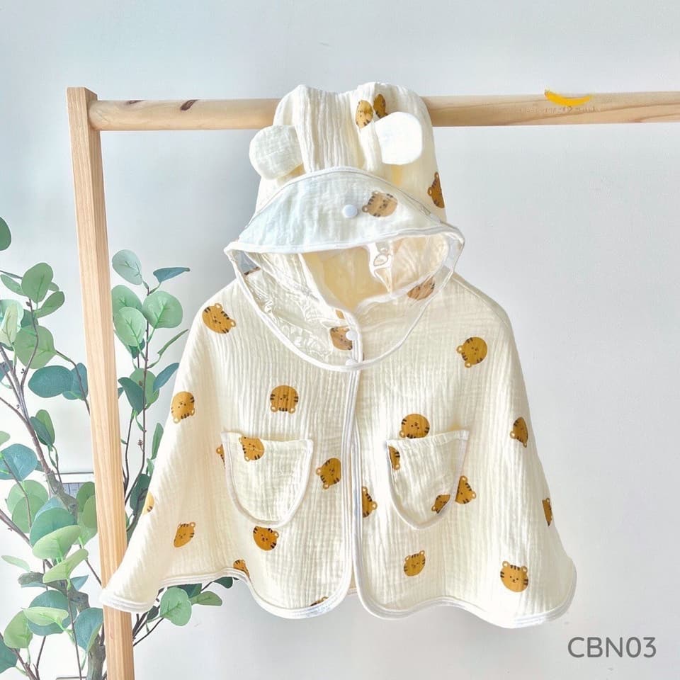 Áo choàng chống nắng kèm chắn kính chất liệu vải Xô Muslin cho bé - ảnh 8