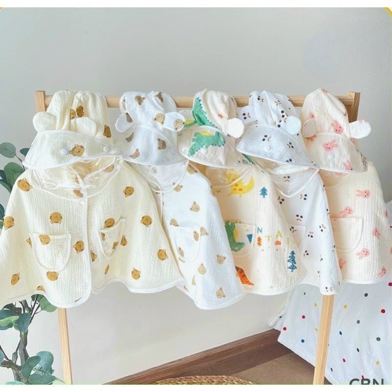Áo choàng chống nắng kèm chắn kính chất liệu vải Xô Muslin cho bé - ảnh 2