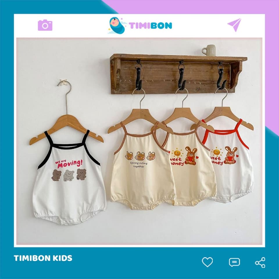 Quần Áo Sơ Sinh Body Chip Hai Dây Dễ Thương Bodysuit Cho Bé Bé Gái Chất Siêu Mát - [BDCHIP37]
