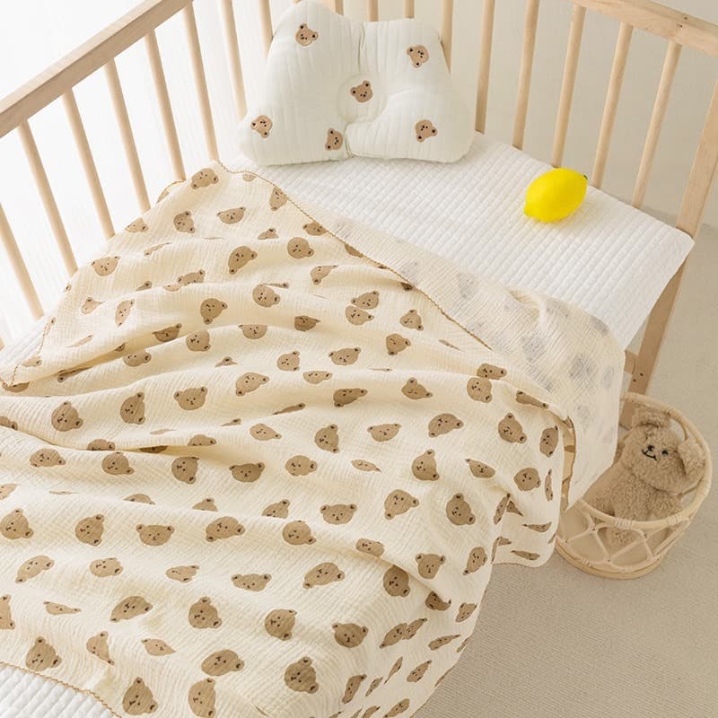Khăn tắm xô vải sợi Muslin cao cấp cho bé Trai/Gái 2 LỚP - ảnh 2