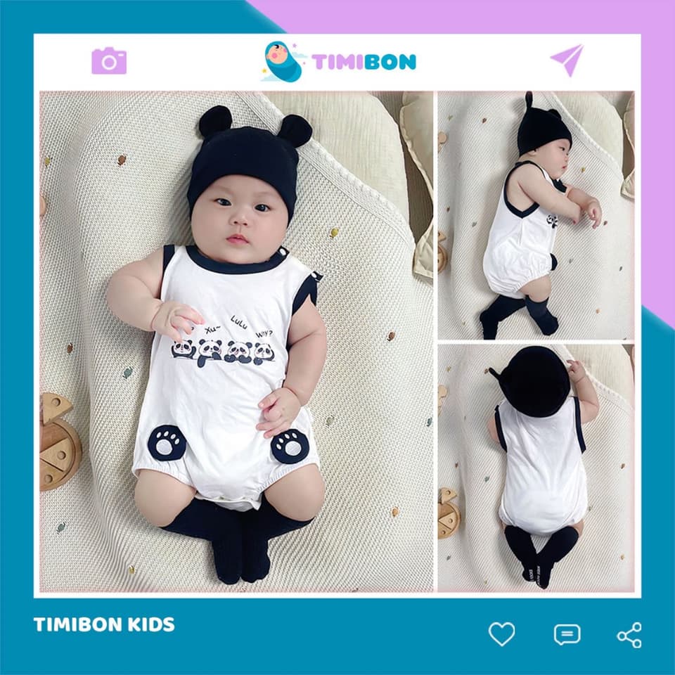 [ Vải Thun Lạnh ] Body Chip 3 Lỗ Gấu Trúc Panda Cho Bé Trai Gái Sơ Sinh Đến 12kg Mặc Hè Thoáng Khí - [BDCHIP27]