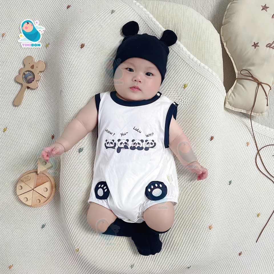 [ Vải Thun Lạnh ] Body Chip 3 Lỗ Gấu Trúc Panda Cho Bé Trai Gái Sơ Sinh Đến 12kg Mặc Hè Thoáng Khí - [BDCHIP27] - ảnh 3