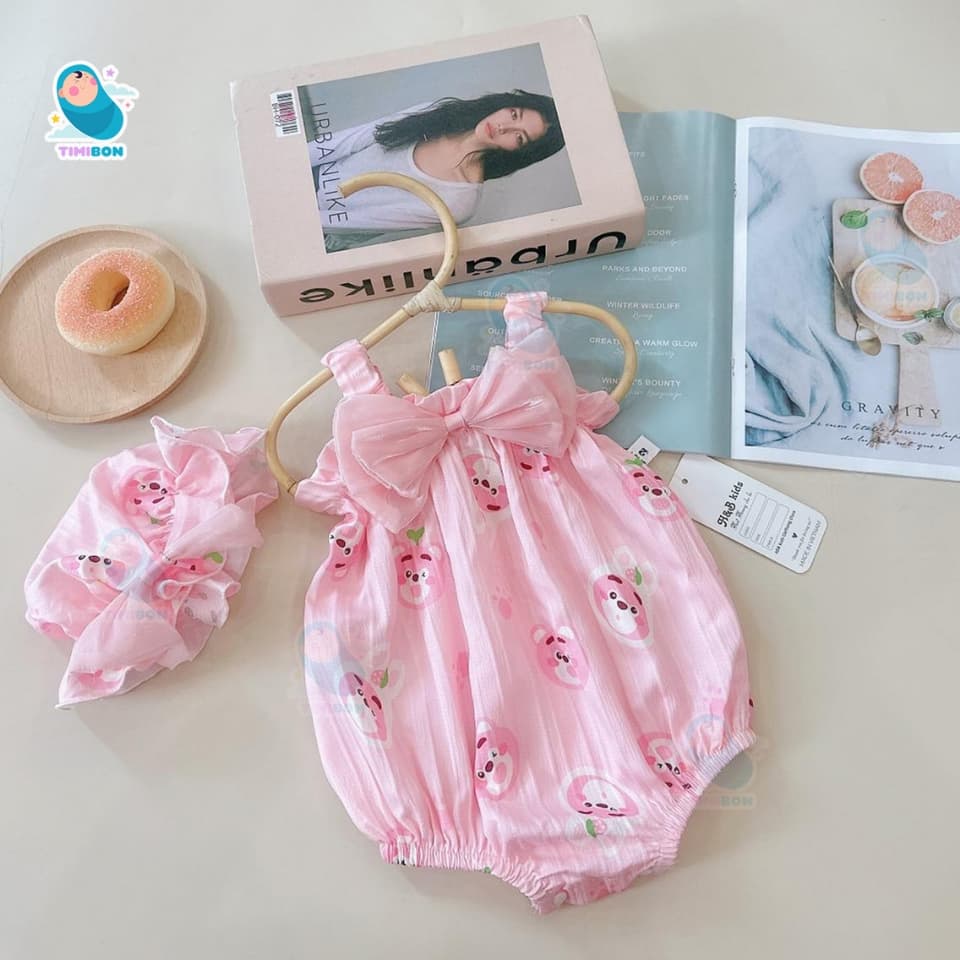 [ Tặng Kèm Mũ ] Body Dây Xốp Gân Đính Nơ Cho Bé (3-12kg). Bodysuit Sơ Sinh Đầy Tháng Thôi Nôi Bé Gái [BDCHIP42] - ảnh 7