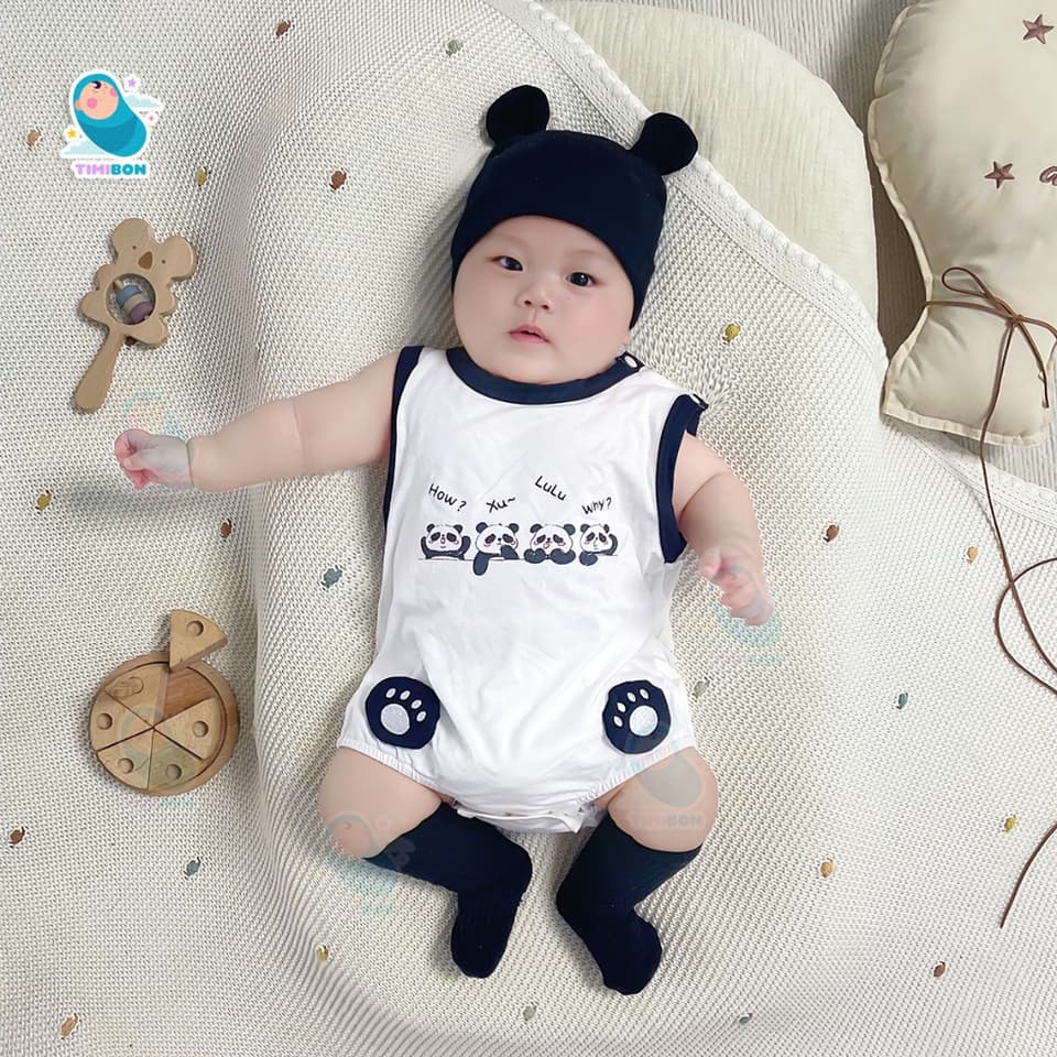 [ Vải Thun Lạnh ] Body Chip 3 Lỗ Gấu Trúc Panda Cho Bé Trai Gái Sơ Sinh Đến 12kg Mặc Hè Thoáng Khí - [BDCHIP27] - ảnh 2