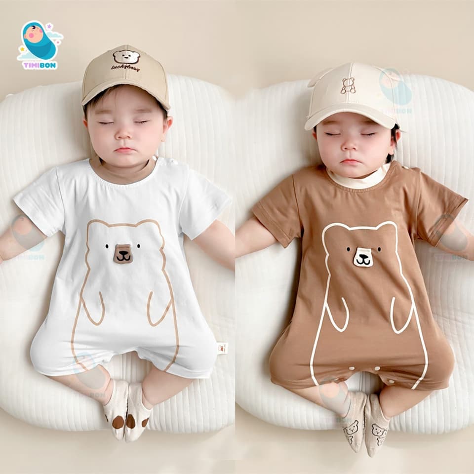 [Thun Lạnh] Body Đùi In Hình Gấu Phong Cách Hàn Quốc, Bộ Liền Thân Cộc Tay Cho Bé Trai Bé Gái, Bodysuit Sơ Sinh [BDC31] - ảnh 2