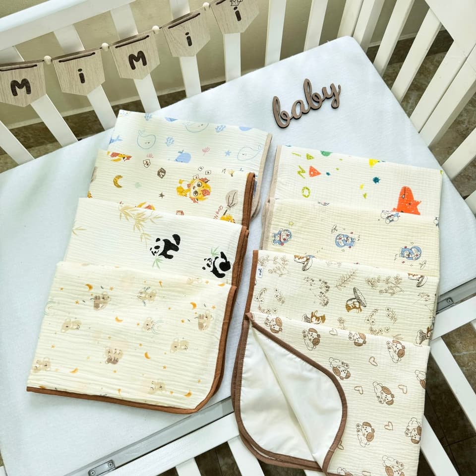 Tấm lót chống thấm xô Muslin cao cấp size 50x70cm thoáng mát, mềm mại, tiện lợi cho bé - ảnh 4