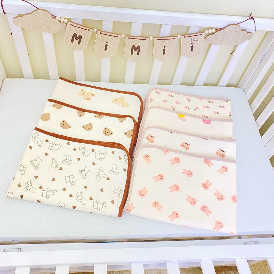 Tấm lót chống thấm xô Muslin cao cấp size 50x70cm thoáng mát, mềm mại, tiện lợi cho bé - ảnh 3