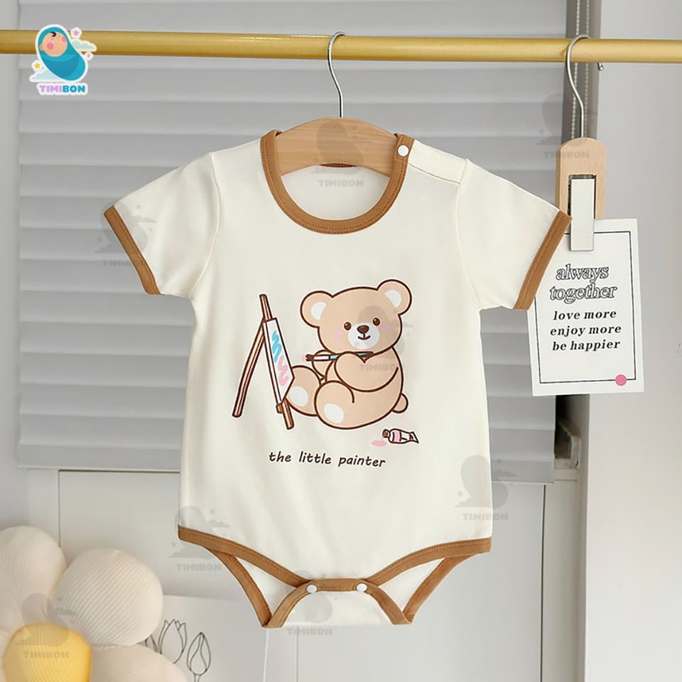 [ Vải Thun Lạnh ] Body Chip Cộc Tay Cho Bé Trai Gái Đồ Liền Thân Bodysuit Sơ Sinh Màu Nâu - [BDCHIP47] - ảnh 3