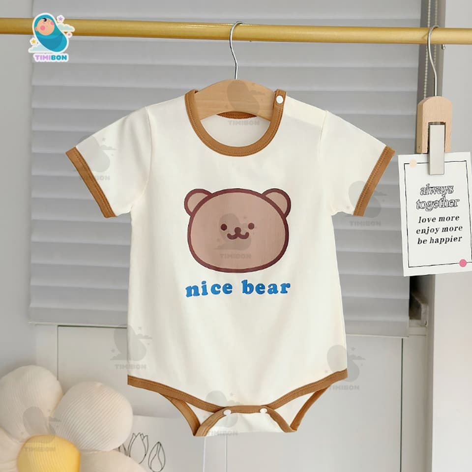 [ Vải Thun Lạnh ] Body Chip Cộc Tay Cho Bé Trai Gái Đồ Liền Thân Bodysuit Sơ Sinh Màu Nâu - [BDCHIP47] - ảnh 4