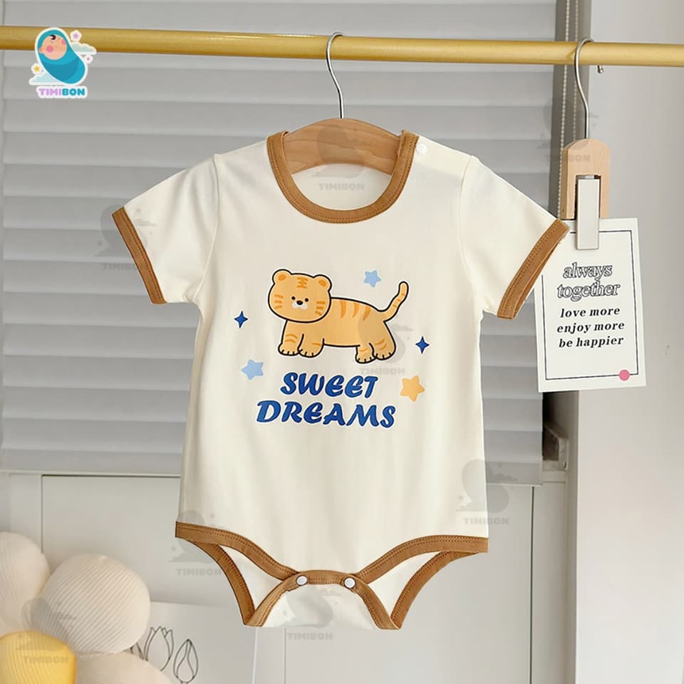[ Vải Thun Lạnh ] Body Chip Cộc Tay Cho Bé Trai Gái Đồ Liền Thân Bodysuit Sơ Sinh Màu Nâu - [BDCHIP47] - ảnh 6