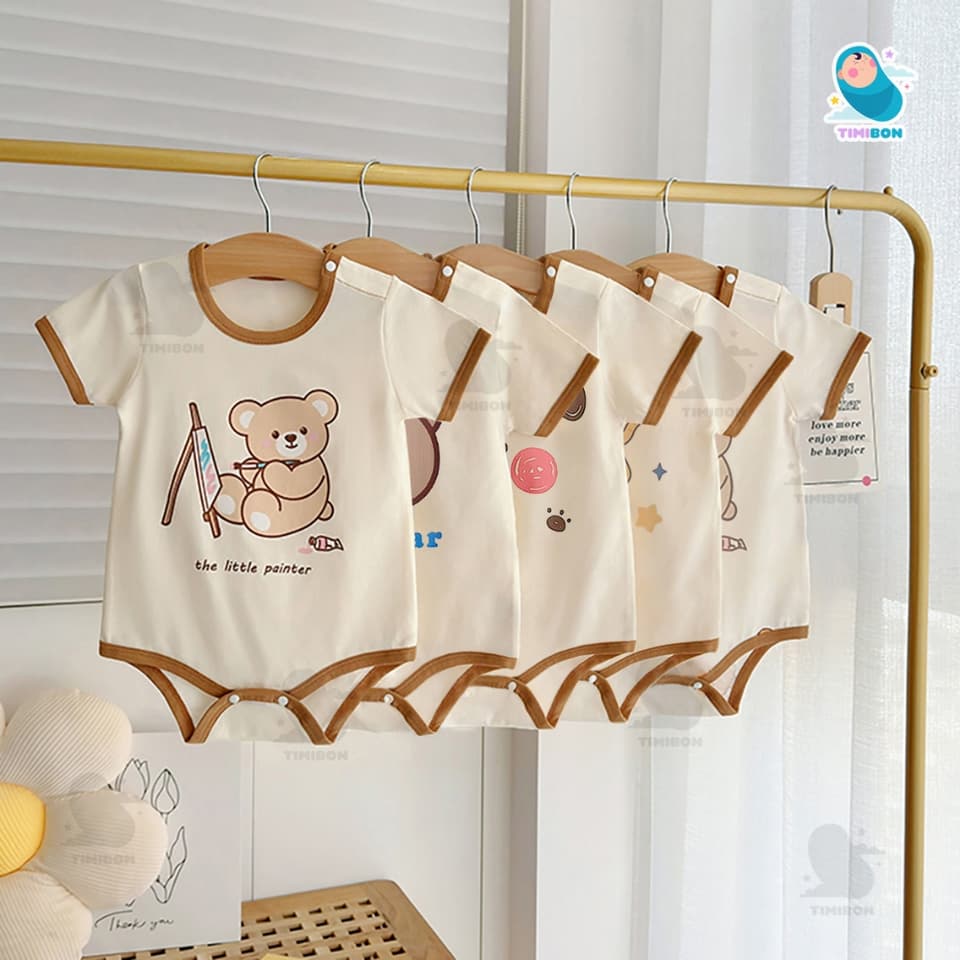 [ Vải Thun Lạnh ] Body Chip Cộc Tay Cho Bé Trai Gái Đồ Liền Thân Bodysuit Sơ Sinh Màu Nâu - [BDCHIP47] - ảnh 2
