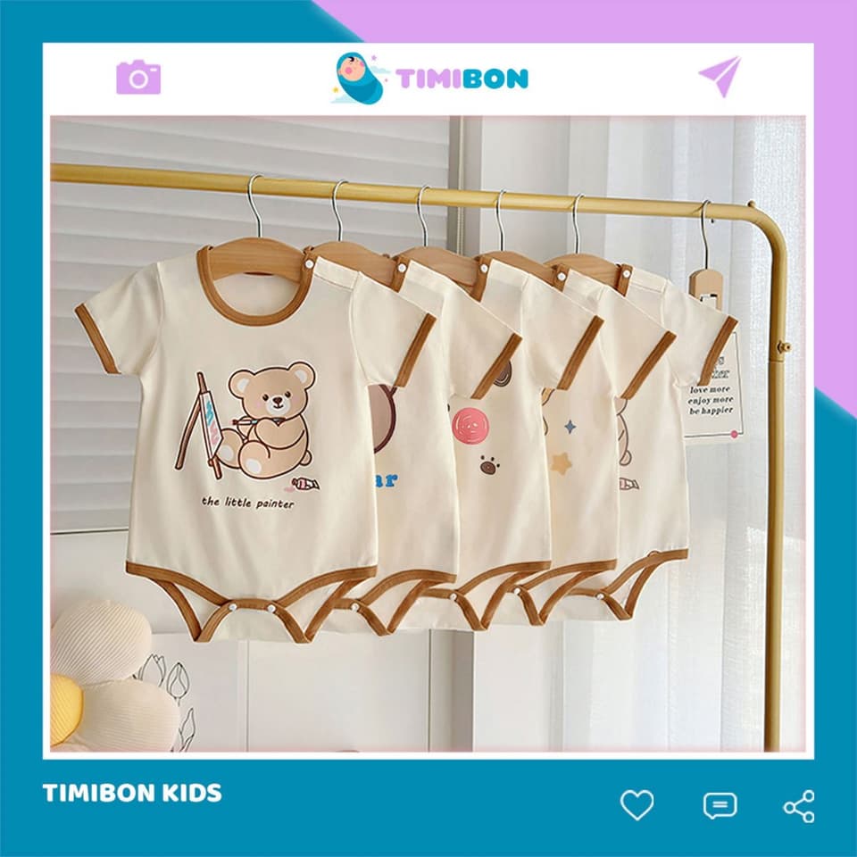 [ Vải Thun Lạnh ] Body Chip Cộc Tay Cho Bé Trai Gái Đồ Liền Thân Bodysuit Sơ Sinh Màu Nâu - [BDCHIP47]