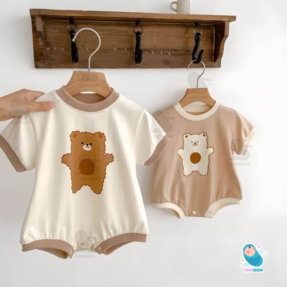 Bodysuit Cho Bé Trai Bé Gái Mẫu Body Chip Gấu Cộc Tay Sơ Sinh Vải Cotton Mềm Mát - [BDCHIP50] - ảnh 2