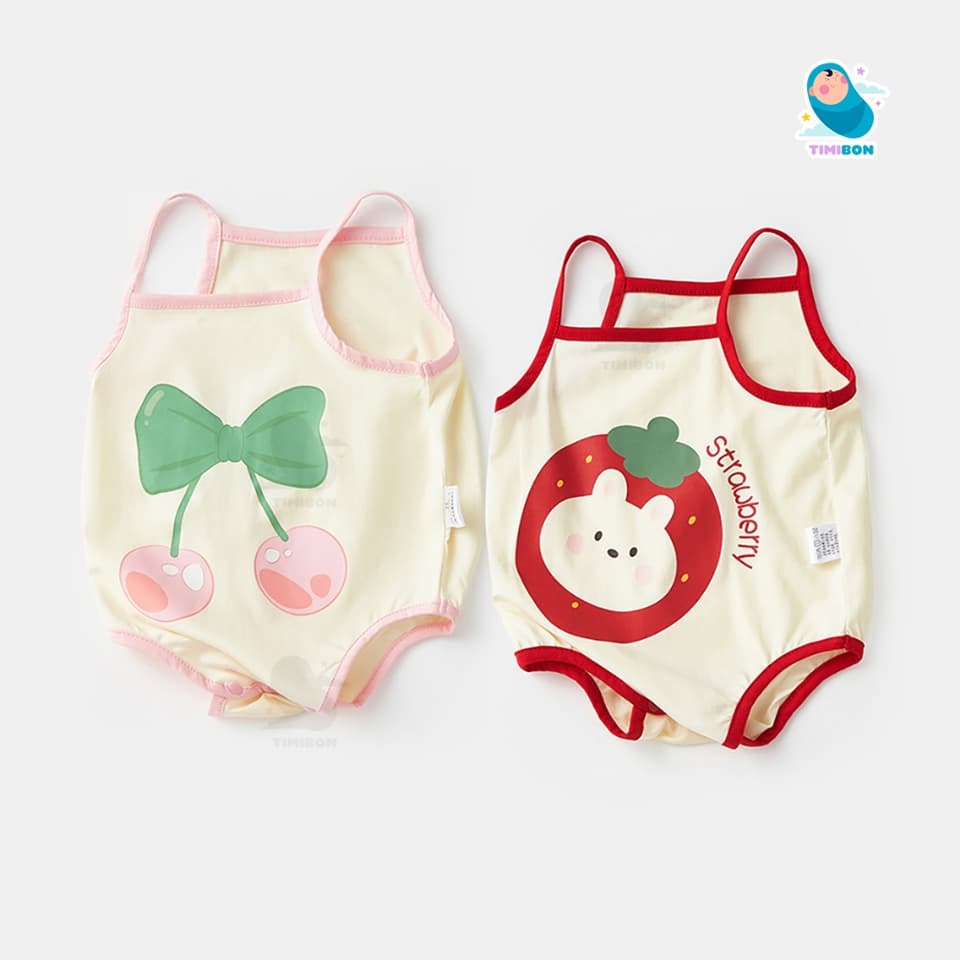Body 2 Dây Cho Bé Gái Mẫu Quần Áo Sơ Sinh Chip Hai Dây Cherry Dâu Tây Bodysuit Chất Mềm Mát – [BDCHIP55] - ảnh 3