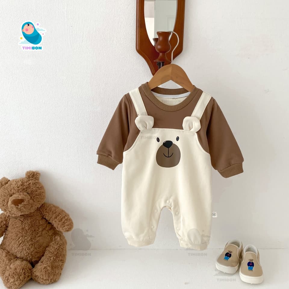 Bodysuit Dài Tay Cho Bé Trai Gái Vải Cotton Da Cá Dày Dặn Áo Liền Quần Hình Gấu Trẻ Sơ Sinh – [BDD60] - ảnh 5