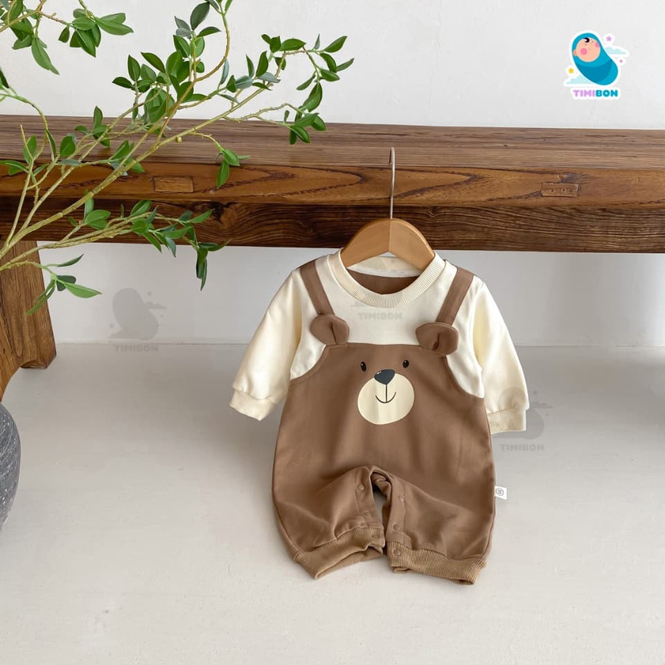 Bodysuit Dài Tay Cho Bé Trai Gái Vải Cotton Da Cá Dày Dặn Áo Liền Quần Hình Gấu Trẻ Sơ Sinh – [BDD60] - ảnh 6